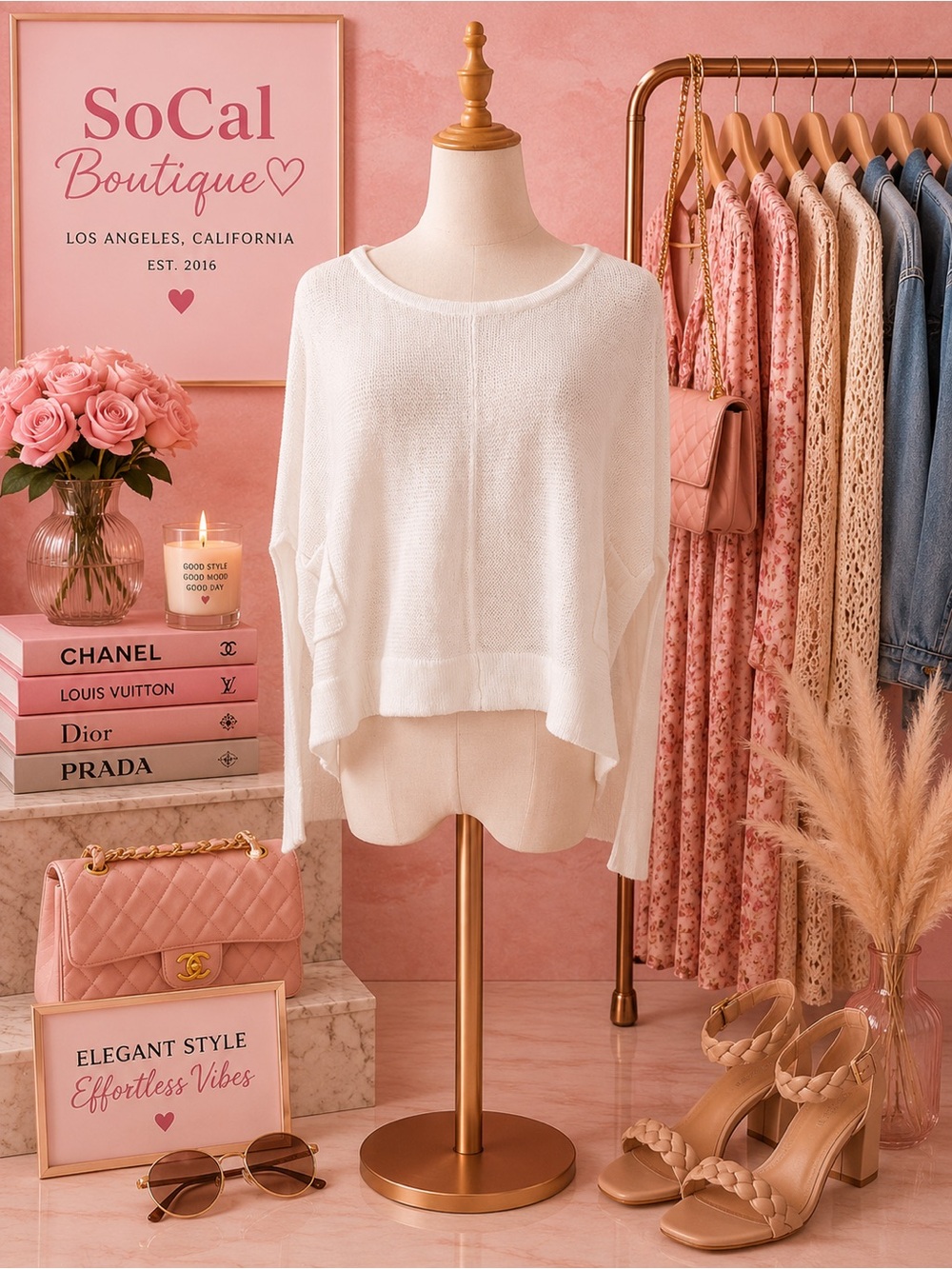 Foreign Exchange White Lightweight Women's Sweater Medium
